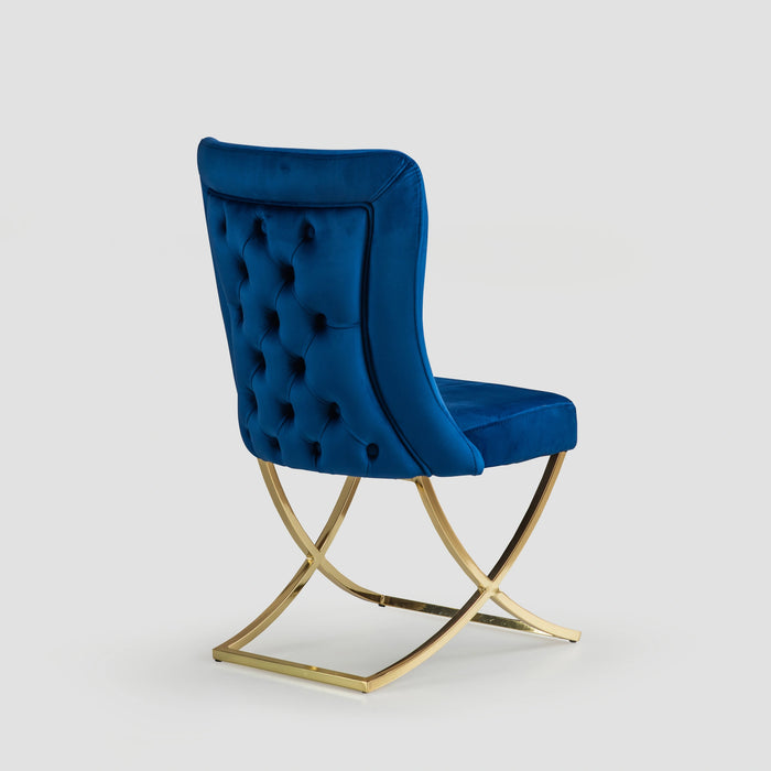 Ottomanson Royal Collection Upholstered Gold Legged Dining Chair, Set of 2