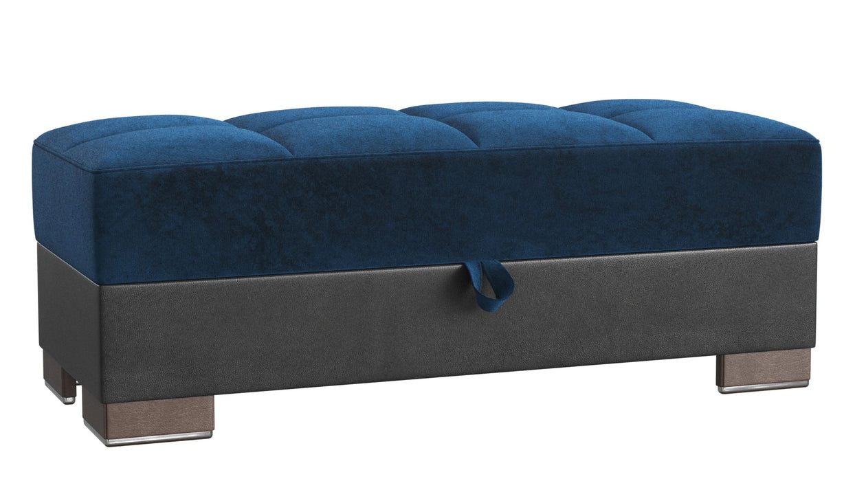 Ottomanson Armada X Collection Upholstered Convertible Wood Trimmed Ottoman with Storage