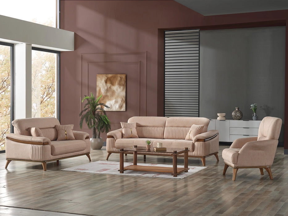 Beta 3-pieces (Sofa & Loveseat & Chair) Livingroom Set Beige