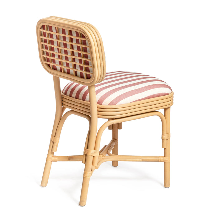 Dorine Striped Performance Linen &amp; Rattan Dining Chair