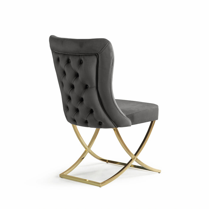 Ottomanson Royal Collection Upholstered Gold Legged Dining Chair, Set of 2