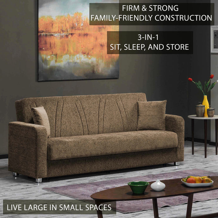 Ottomanson Elegance Collection Upholstered Convertible Sofabed with Storage