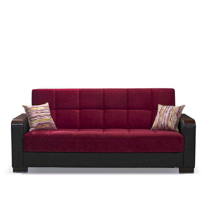 Ottomanson Armada X Collection Upholstered Convertible Wood Trimmed Sofabed with Storage
