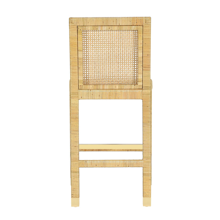 Amara Rattan &amp; Cream Contract-Grade Linen Stool