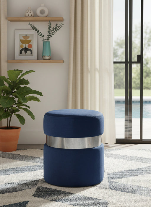 Hailey Navy Velvet Ottoman/Stool