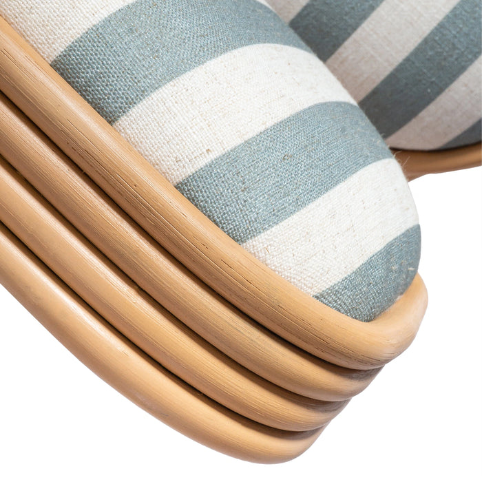 Dorine Striped Performance Linen &amp; Rattan Dining Chair