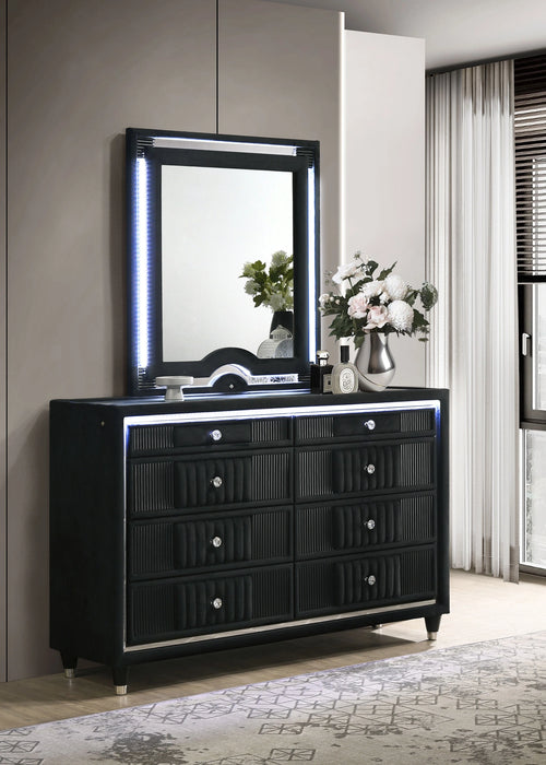 Ravenne Velvet Upholstered LED Dresser and Mirror