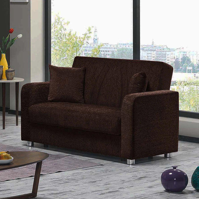 Ottomanson Elegance Collection Upholstered Convertible Loveseat with Storage