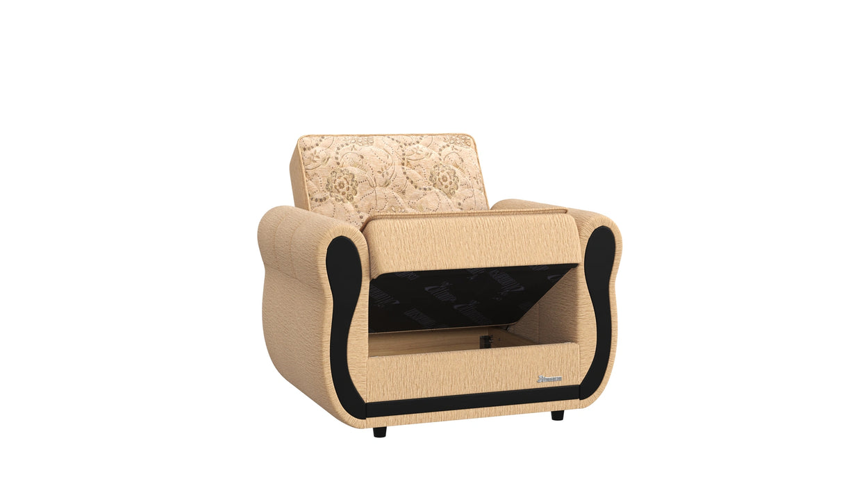 Ottomanson Havana Collection Upholstered Convertible Armchair with Storage