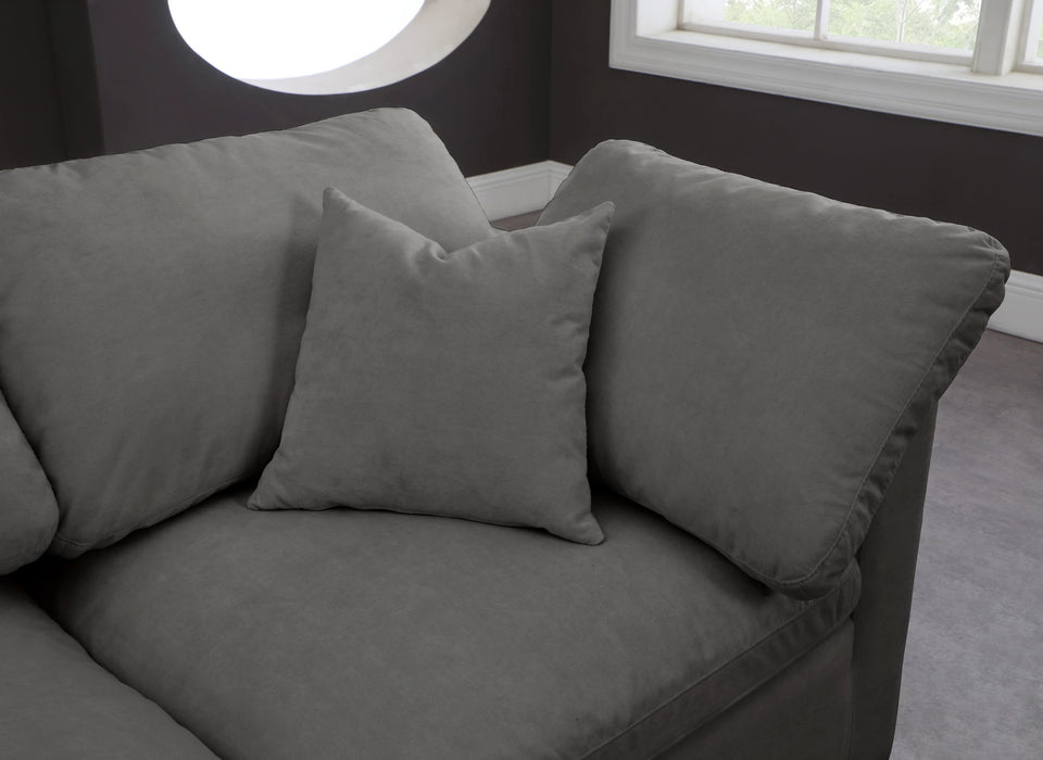 Plush Grey Velvet Standard Cloud Modular Sofa