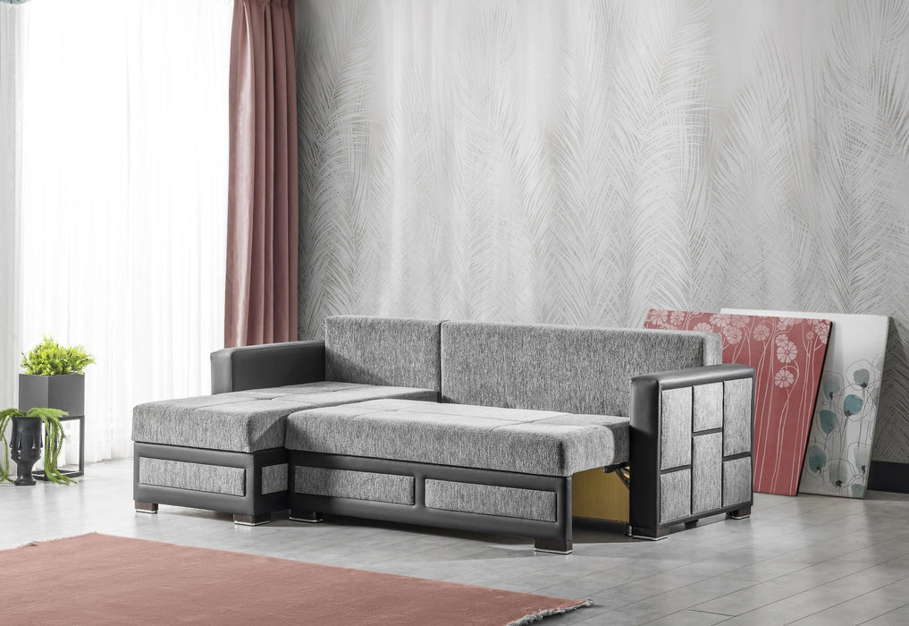 Ottomanson Loft Collection Upholstered Convertible Sectional with Storage
