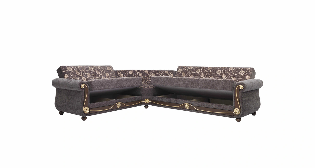 Ottomanson Americana Collection Upholstered Convertible Sectional with Storage