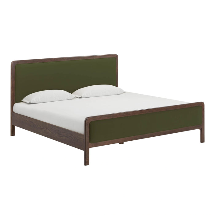 Hella Contract-Grade Velvet and Ash Wood Bed