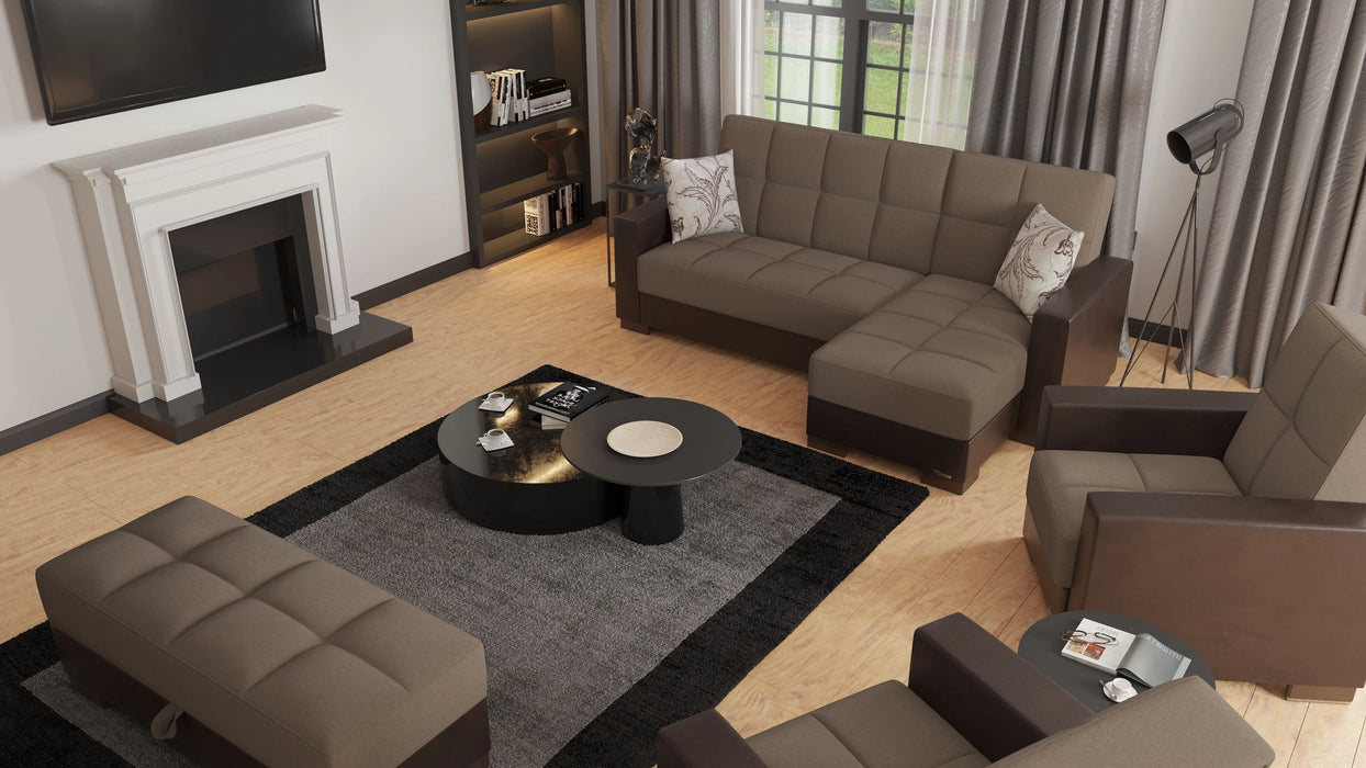 Ottomanson Armada Collection Upholstered Convertible Chaise Lounge with Storage