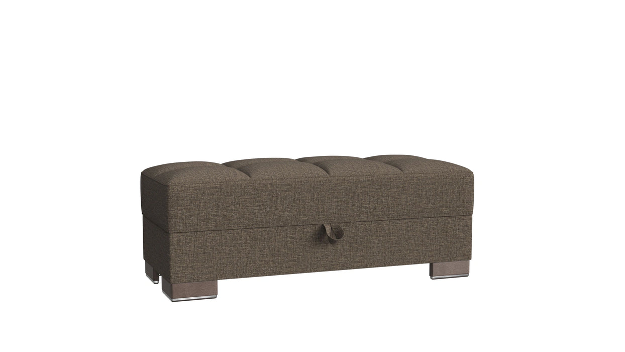 Ottomanson Armada X Collection Upholstered Convertible Wood Trimmed Ottoman with Storage