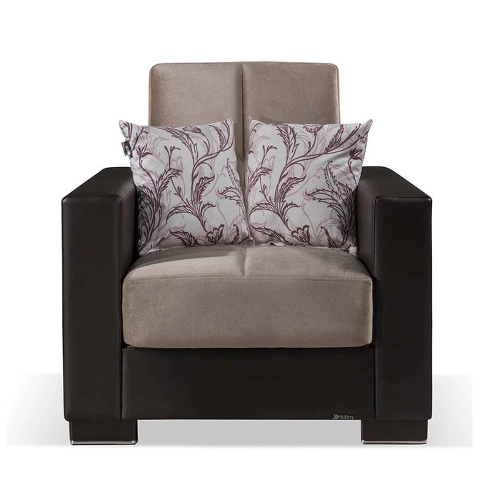 Ottomanson Armada Collection Upholstered Convertible Armchair with Storage