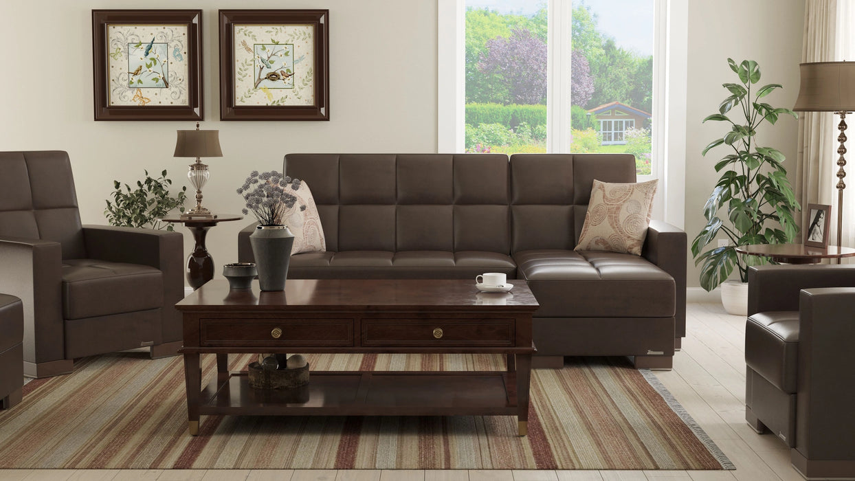 Ottomanson Armada Collection Upholstered Convertible Chaise Lounge with Storage