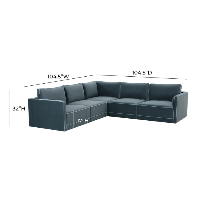 Willow 5-Piece Performance Velvet Modular L Sectional