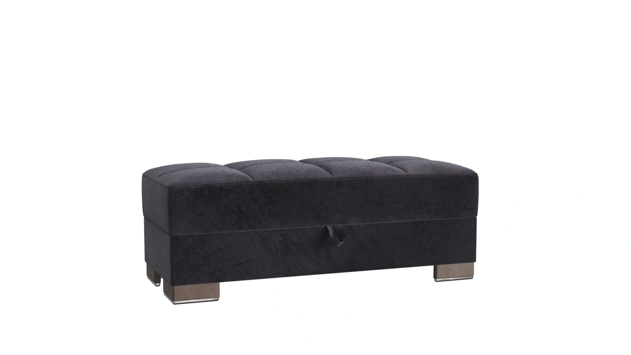 Ottomanson Armada X Collection Upholstered Convertible Wood Trimmed Ottoman with Storage