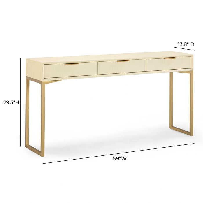 Pesce 59" Faux Shagreen 3-Drawer Console Table