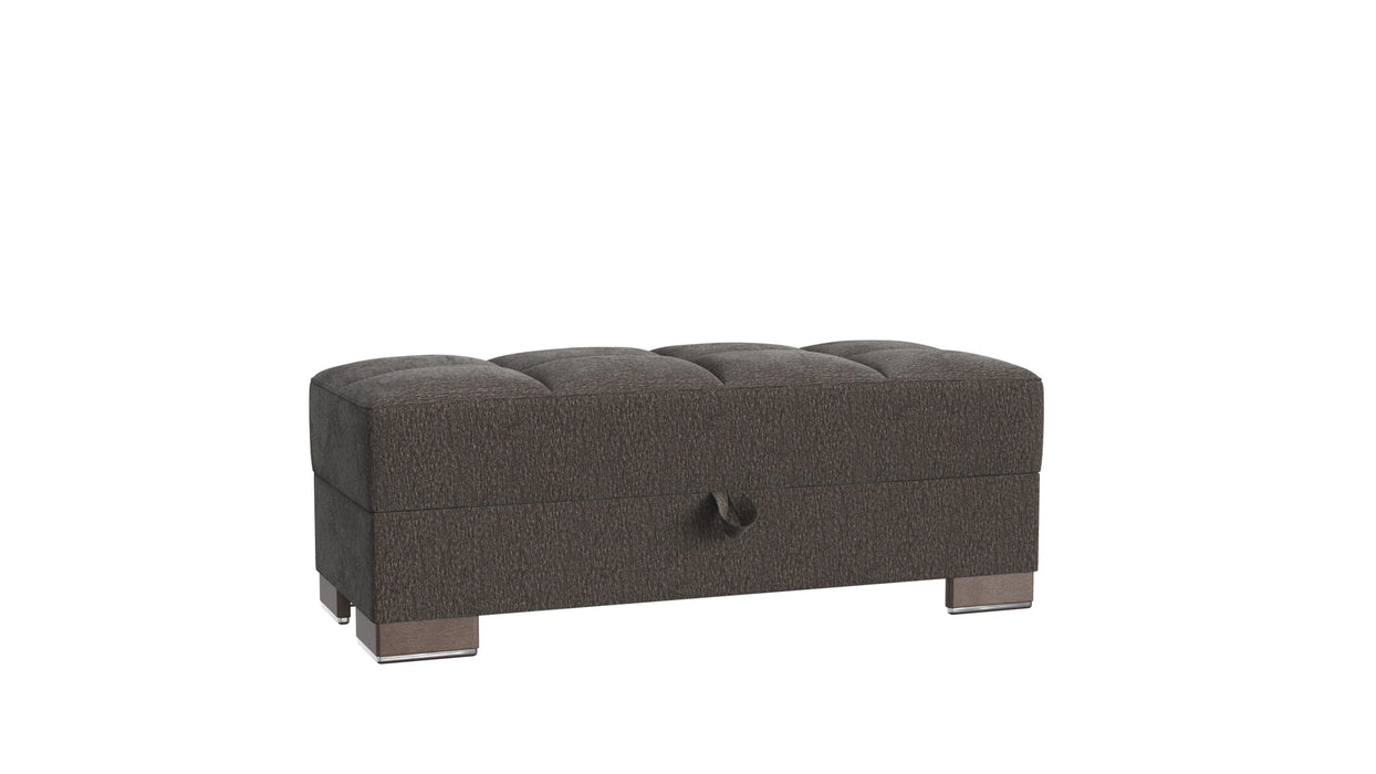 Ottomanson Armada X Collection Upholstered Convertible Wood Trimmed Ottoman with Storage