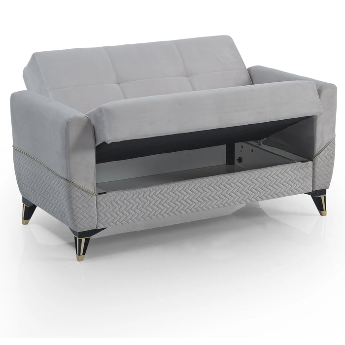 Ottomanson Samba Collection Upholstered Convertible Loveseat with Storage
