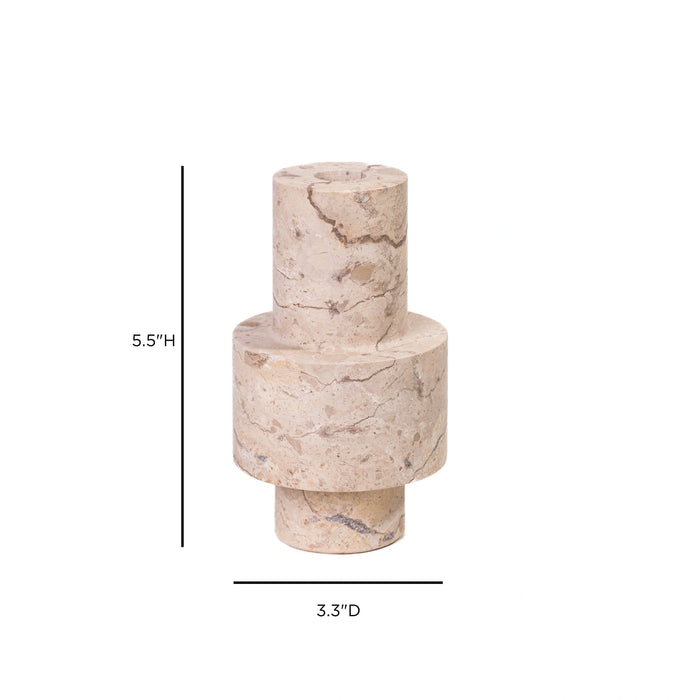 Natural Travertine Turned Candle Holder