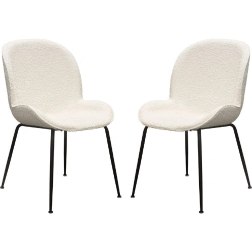 Session 2-Pack Dining Chair in Ivory Boucle w/ Black Powder Cosat Metal Leg
