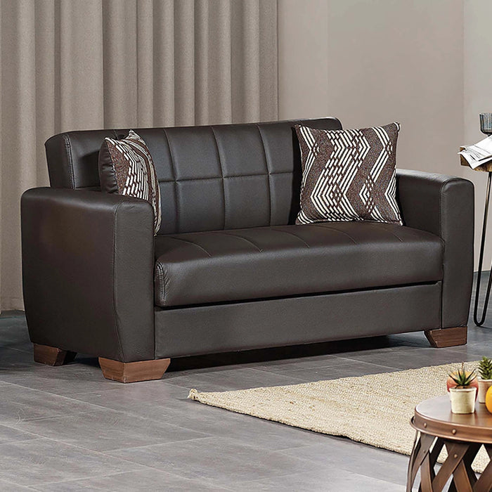Ottomanson Barato Collection Upholstered Convertible Loveseat with Storage