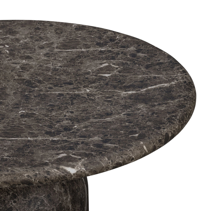 Cynthia 36" Faux Travertine Concrete Indoor/Outdoor Coffee Table