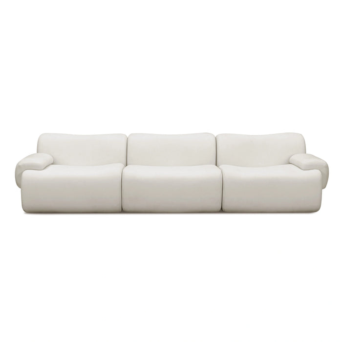 Zenith 116.5" Contract-Grade Upcycled Fabric Cream Modular Sofa