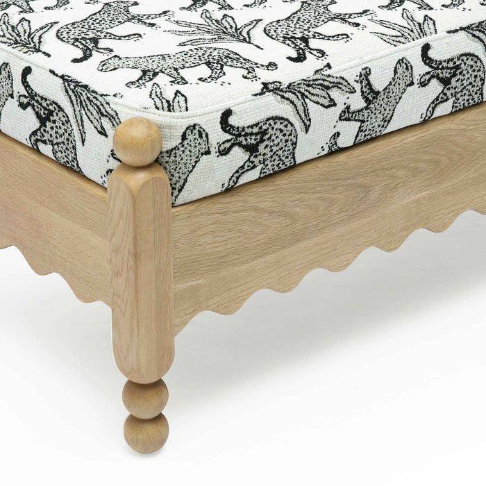 Thelma 56" Leopard Performance Jacquard Fabric Bench