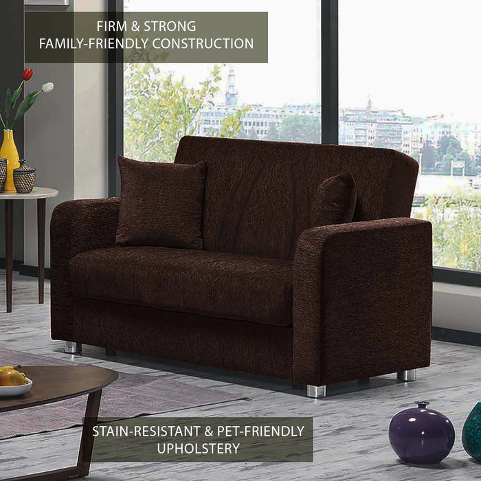 Ottomanson Elegance Collection Upholstered Convertible Loveseat with Storage