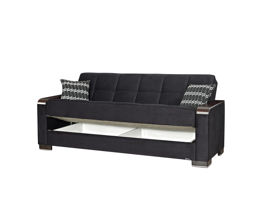 Ottomanson Armada X Collection Upholstered Convertible Wood Trimmed Sofabed with Storage
