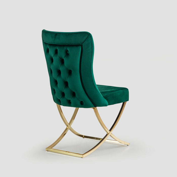 Ottomanson Royal Collection Upholstered Gold Legged Dining Chair, Set of 2