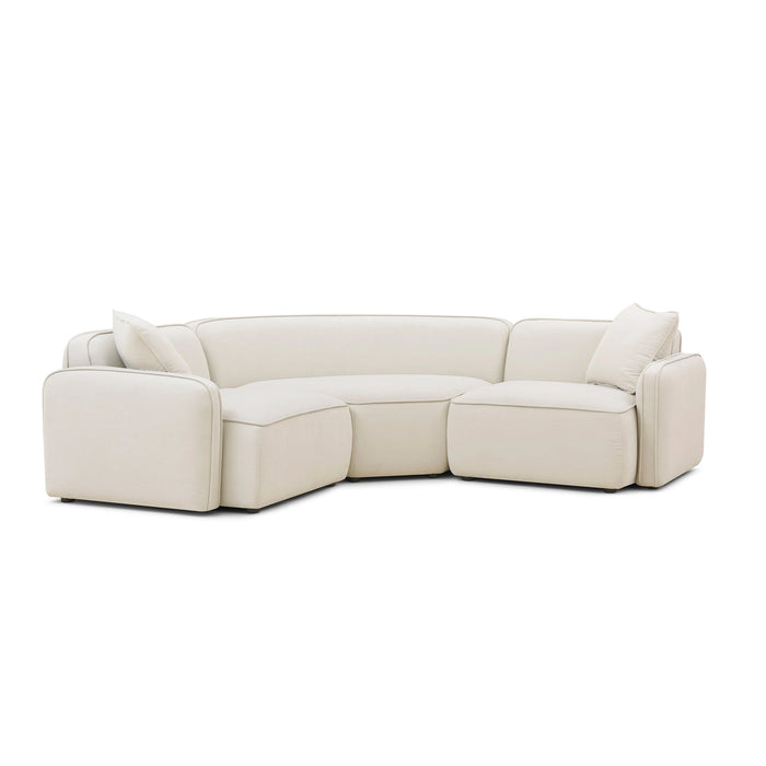 Travie 3-Piece Sand Upcycled Performance Linen Modular L-Sectional