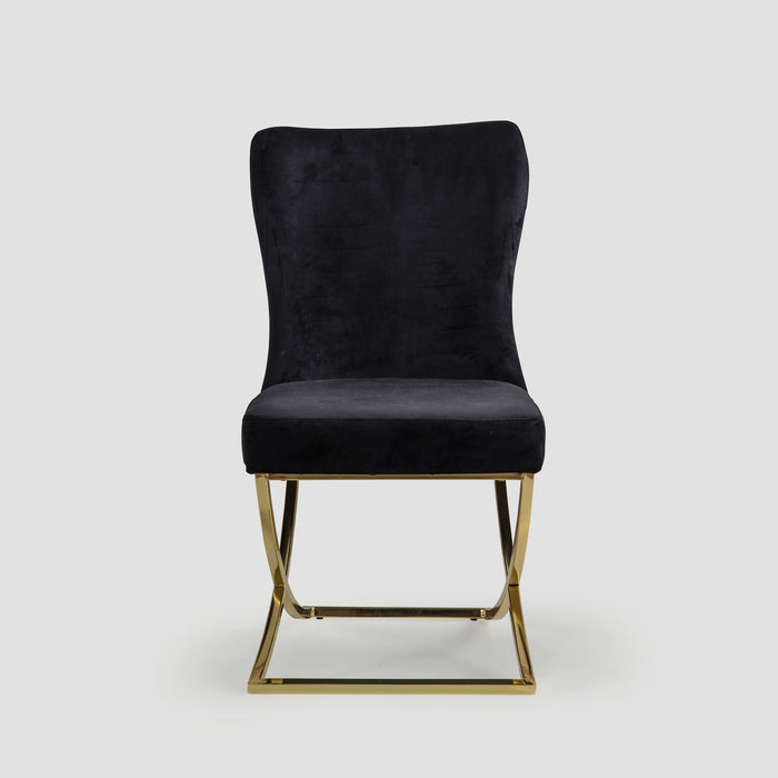 Ottomanson Royal Collection Upholstered Gold Legged Dining Chair, Set of 2