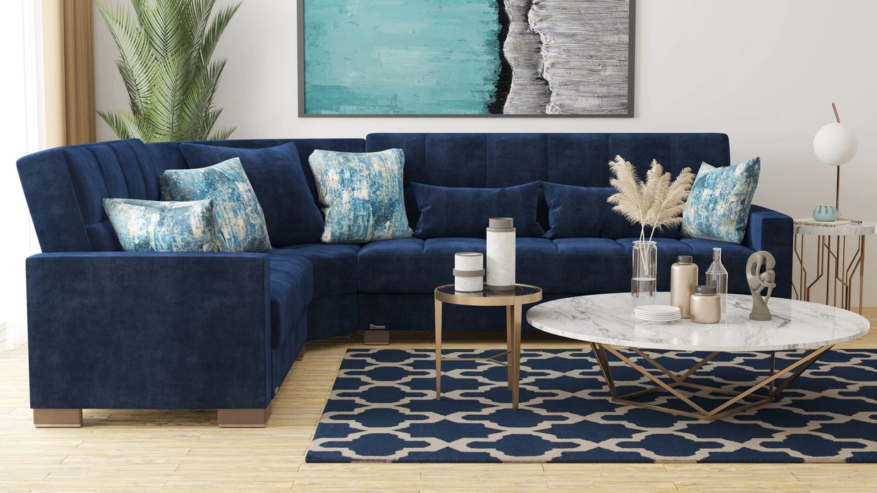 Ottomanson Armada Collection Upholstered Convertible Sectional with Storage