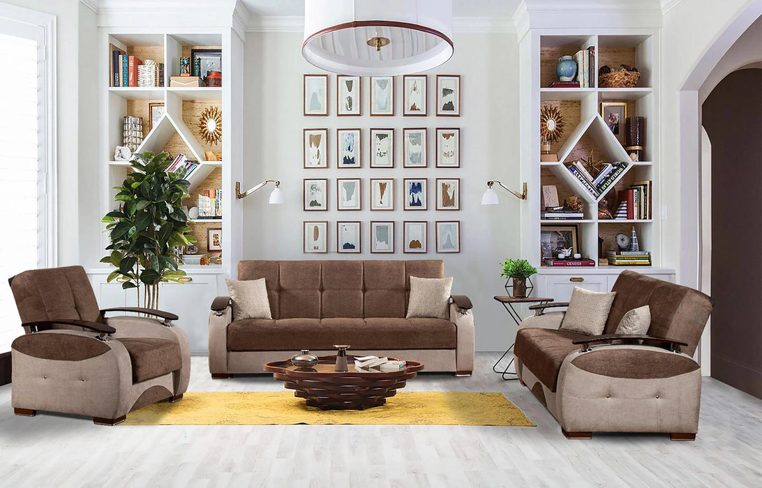 Ottomanson Yafah Collection Upholstered Convertible Sofabed with Storage