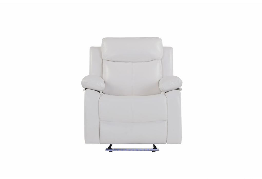 U6026 Blanche White Glider Recliner with LED