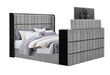 Isabella Grey Bed with LED, TV Lift, Speaker and Fireplace