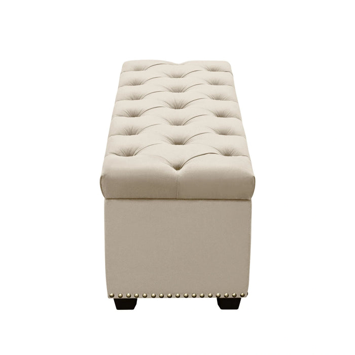 Majestic Tufted Velvet Lift-Top Storage Trunk w/ Nail Head Accent by Diamond Sofa - Tan Velvet