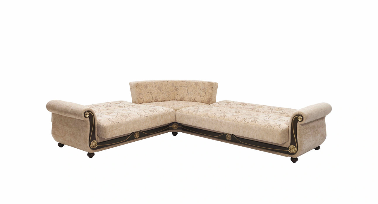 Ottomanson Americana Collection Upholstered Convertible Sectional with Storage