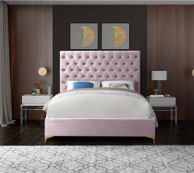 Cruz Pink Velvet King Bed