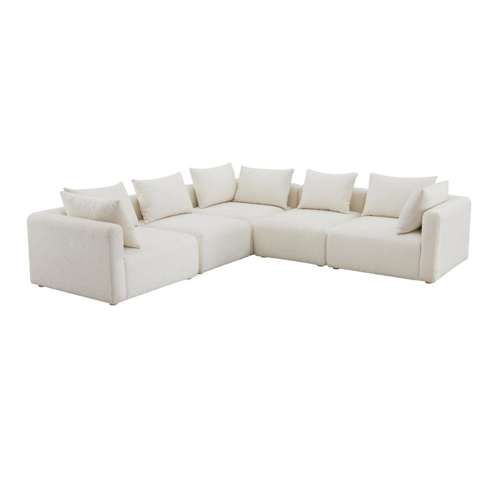Hangover 5-Piece Cream Performance Boucle Modular L-Sectional