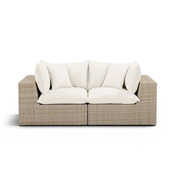 Cali 80" Natural Wicker Outdoor Modular Loveseat