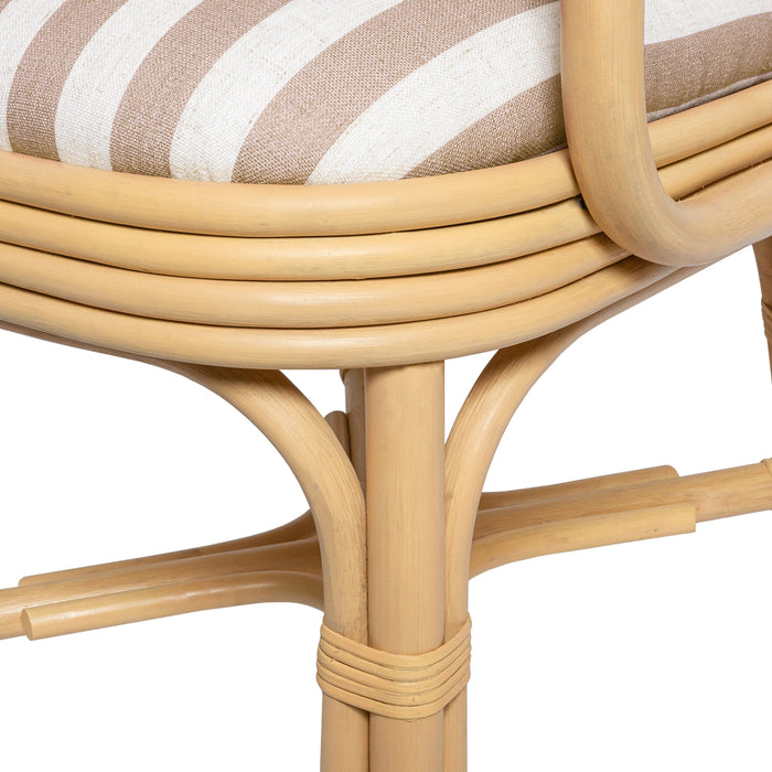 Dorine Striped Performance Linen &amp; Rattan Dining Armchair