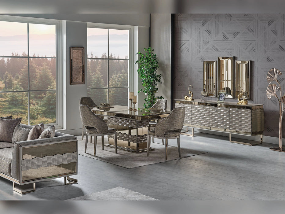Gokce Diningroom (Consol With Mirror & Dining Table & 6 Dining Chair)
