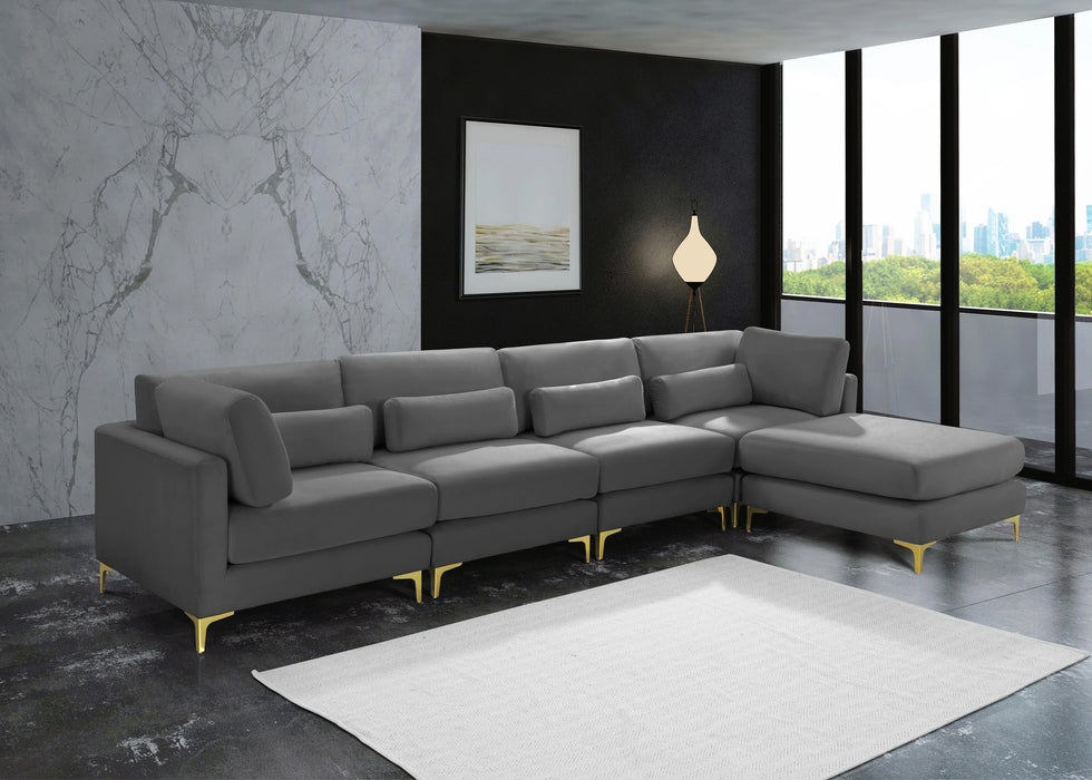 Julia Grey Velvet Modular Sectional (5 Boxes)