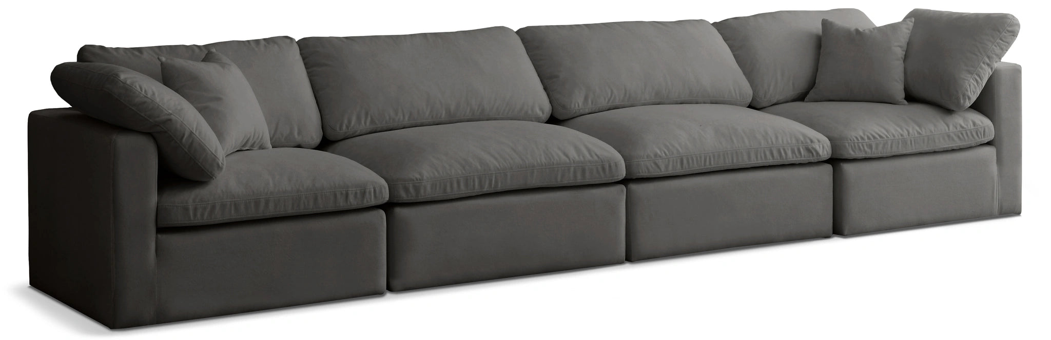Plush Grey Velvet Standard Cloud Modular Sofa